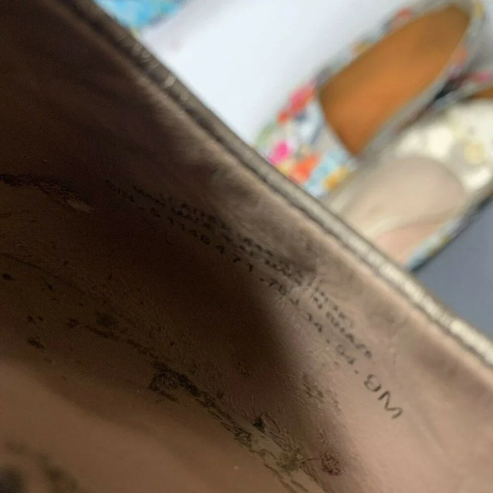 Tory Burch Size 9 Bar Logo Ballet Flat Champagne Natural Odyssey Karajah‎ Print